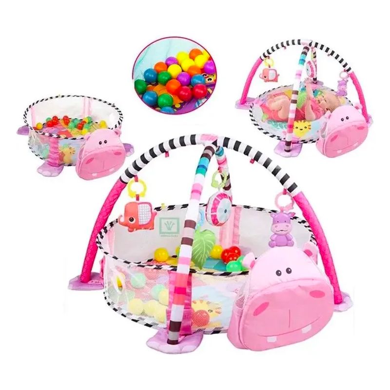 GENERICO - Gimnasio Bebe Piscina Pelota Hipopotamo Interactivo 3 En 1