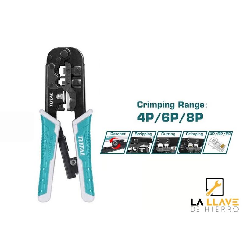 TOTAL - Ponchadora Total de 8″ - 3 Plug 4-6-8 con Diseño de Trinquete TMPCN5468R