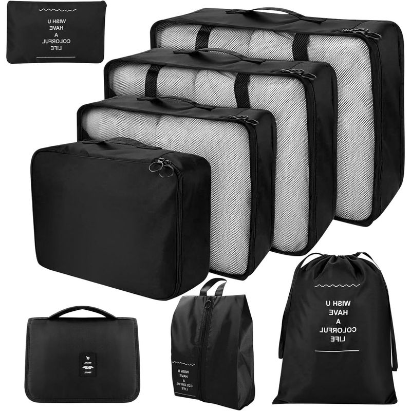 ONE PIXEL - Organizador De Equipaje Para Maleta Kit X8 Negro ONE PIXEL_.