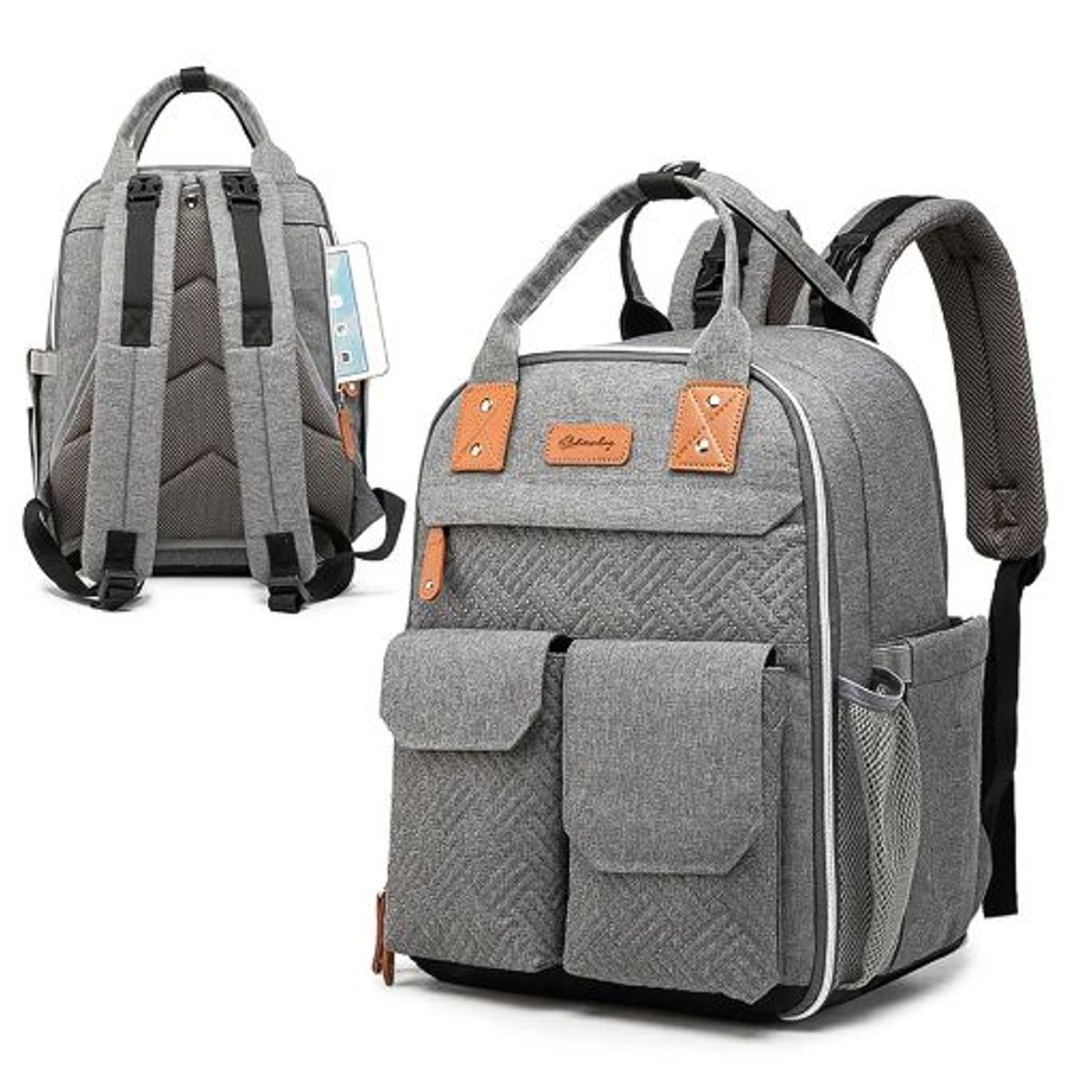 IKSA - Pañalera Espaciosa Multifuncional Impermeable Gris