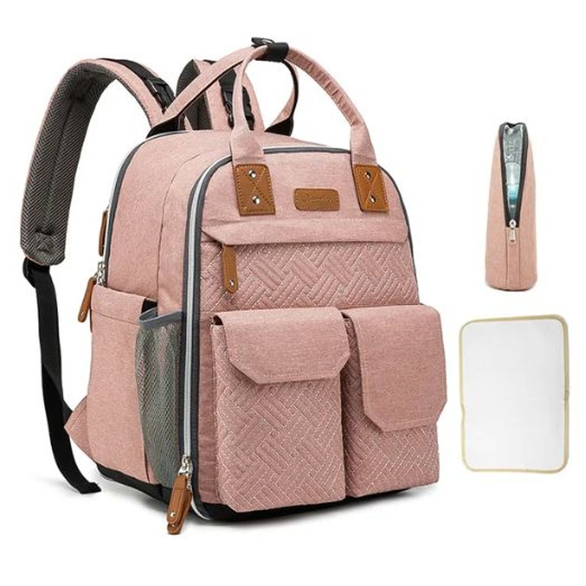 IKSA - Pañalera Espaciosa Multifuncional Impermeable Rosa