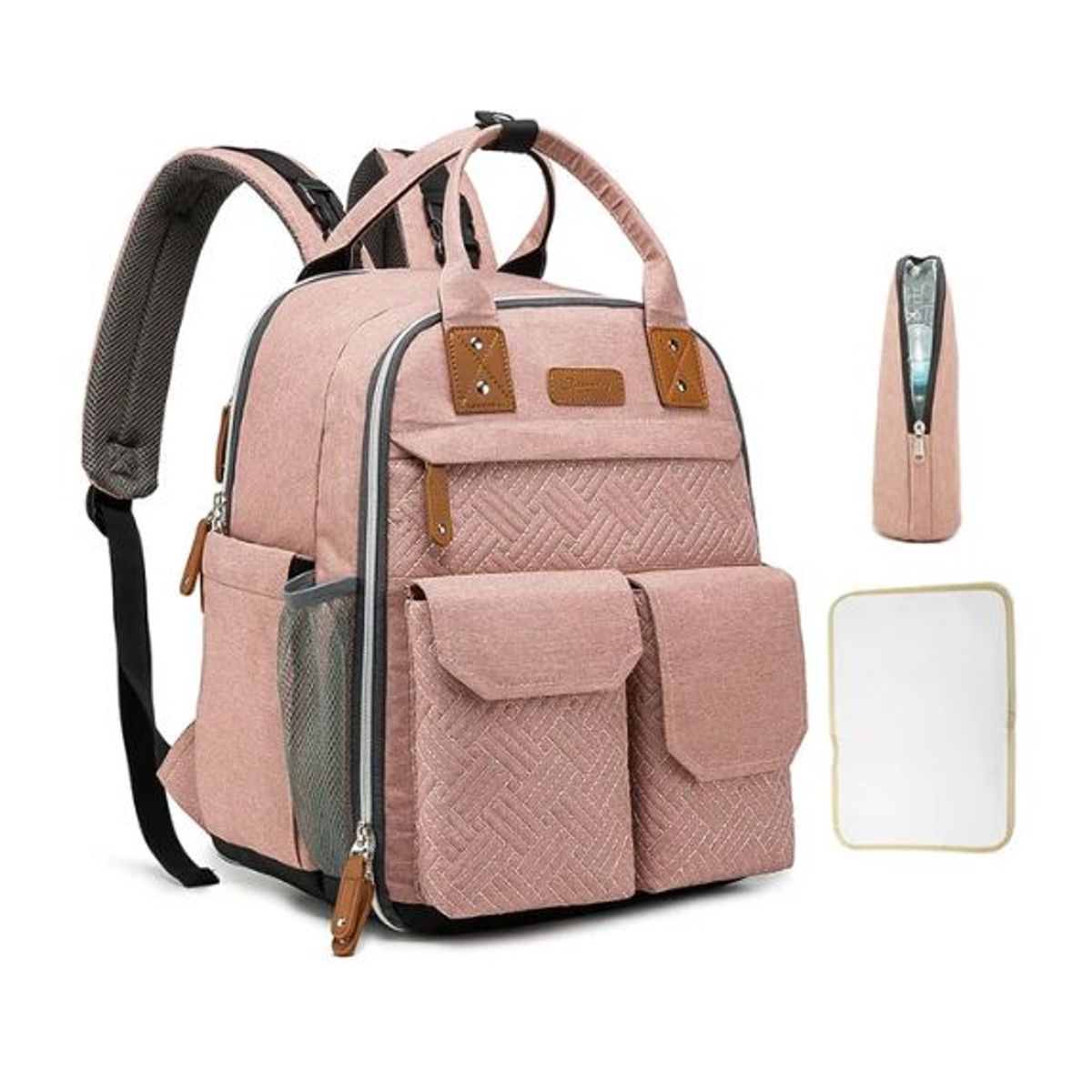 IKSA - Pañalera Espaciosa Multifuncional Impermeable Rosa