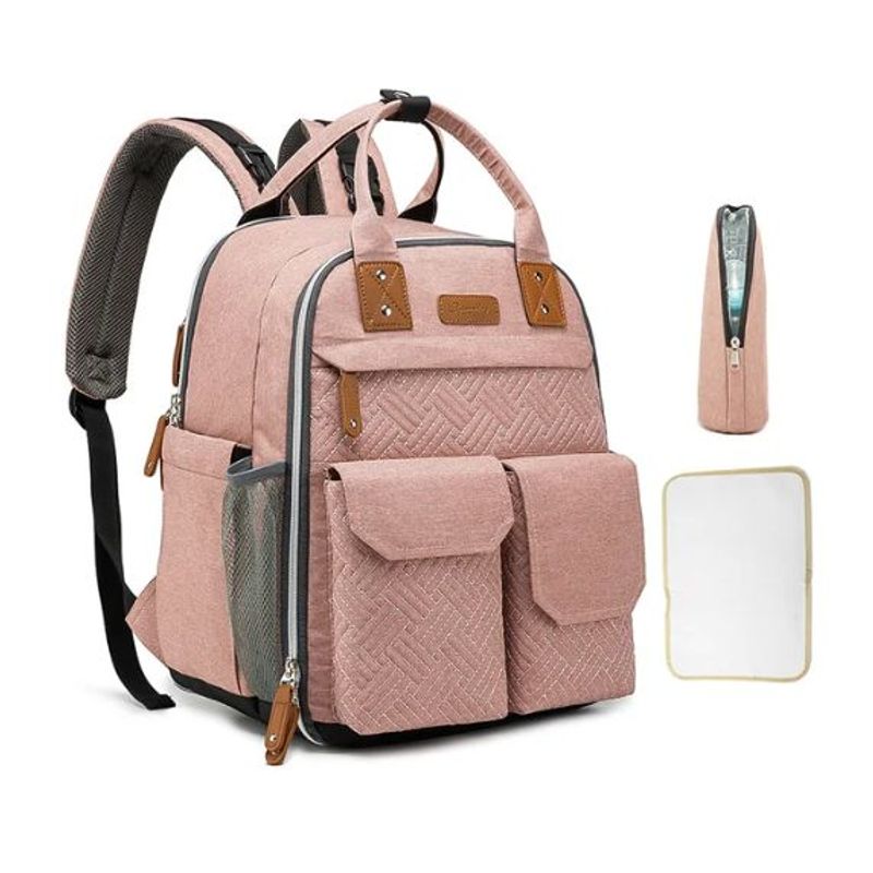 IKSA - Pañalera Espaciosa Multifuncional Impermeable Rosa
