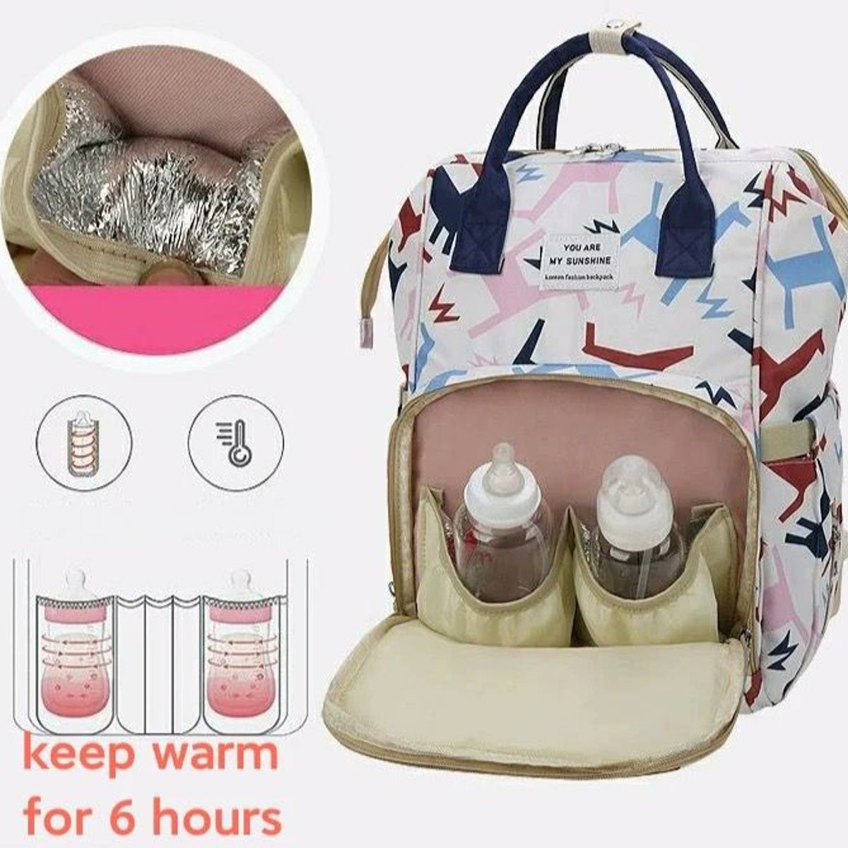 GENERICO - Pañalera Multifuncional Para Bebés estampada-LLAMA