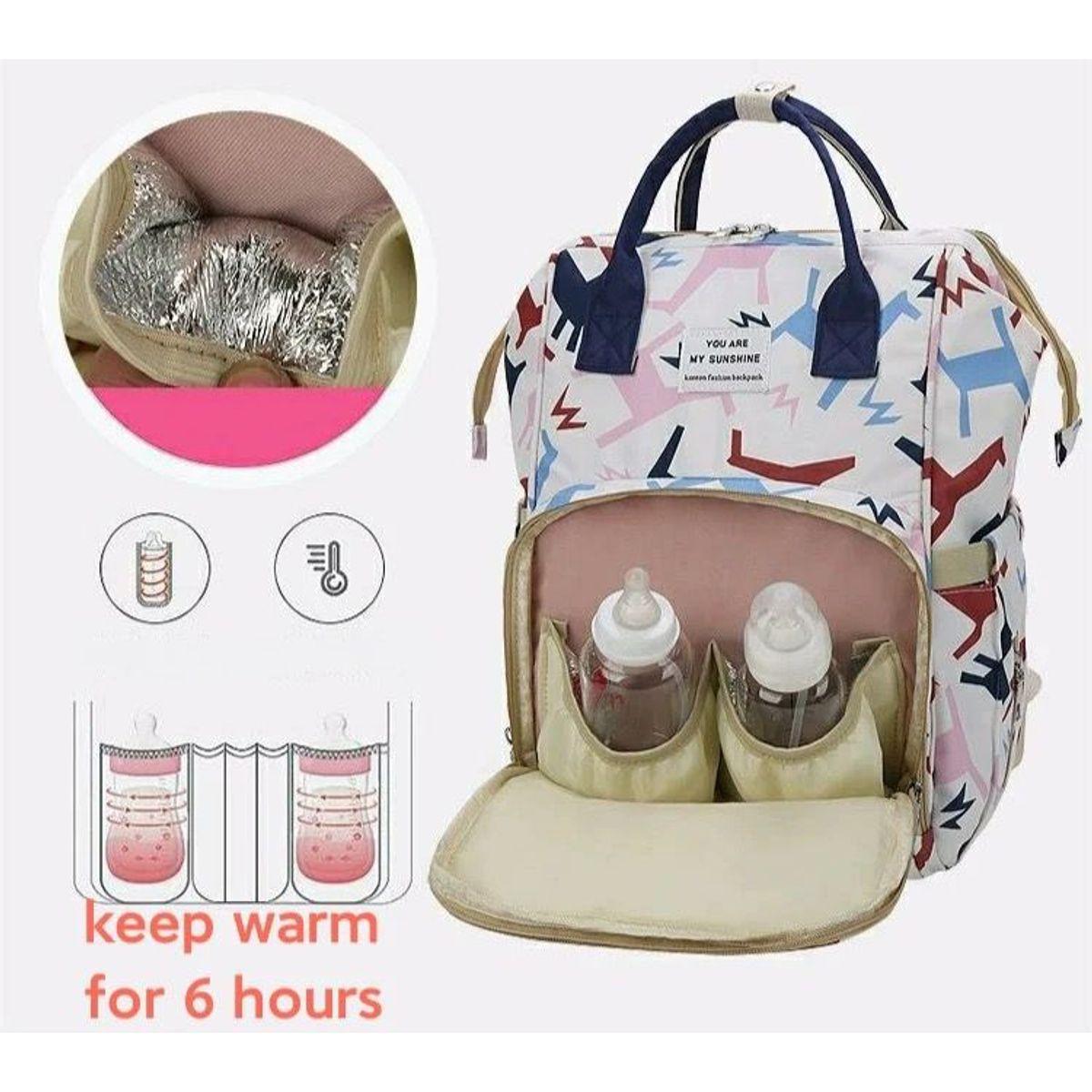 GENERICO - Pañalera Multifuncional Para Bebés estampada-LLAMA