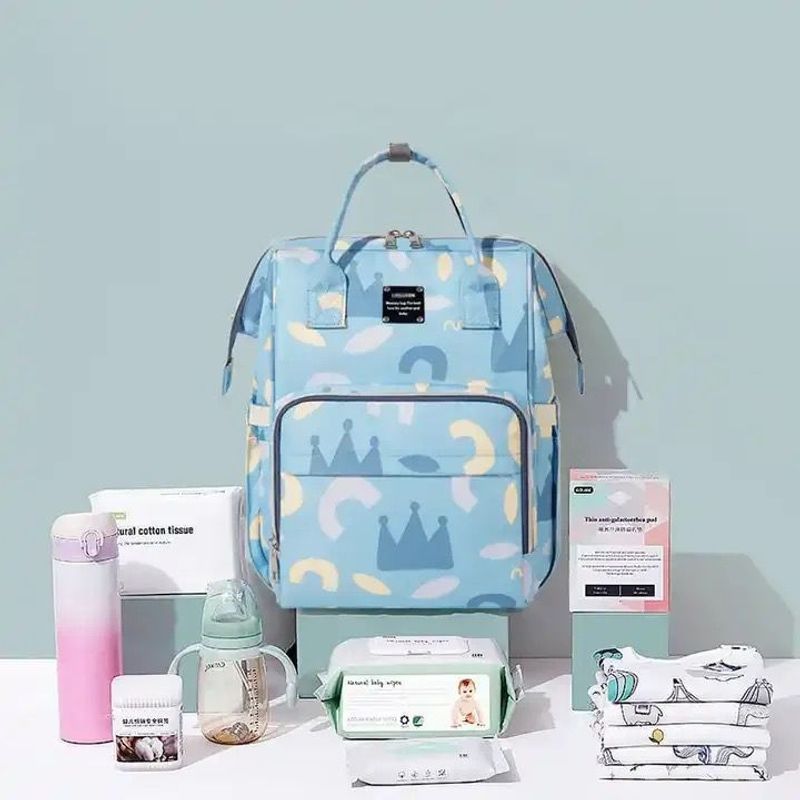 LANZURY IMPORTACIONES - Pañalera Multifuncional Para Bebés estampada-AZUL