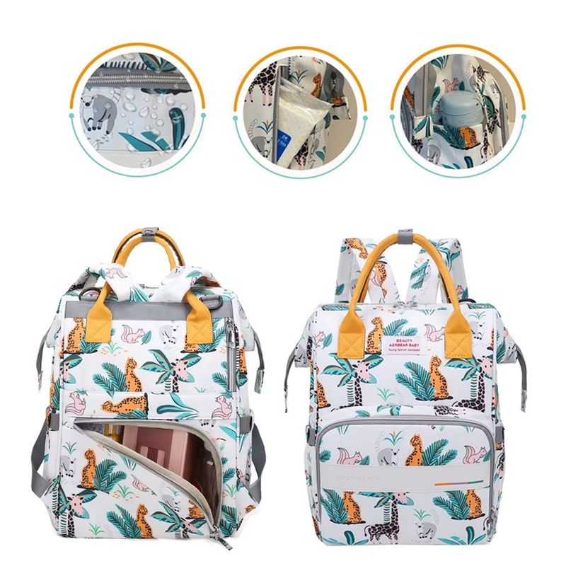 LANZURY IMPORTACIONES - Pañalera Multifuncional Para Bebés estampada-JIRAFA-