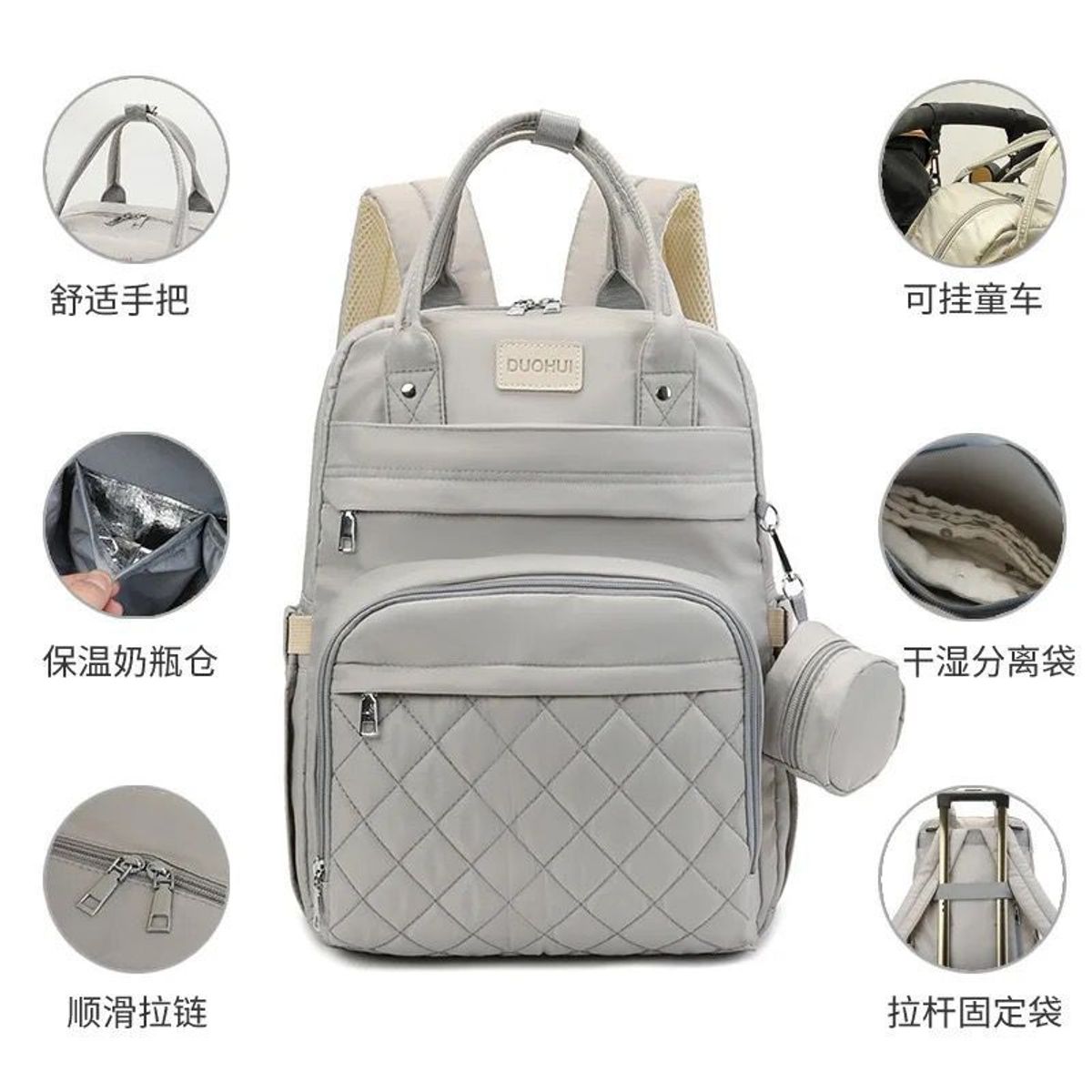 LANZURY IMPORTACIONES - Pañalera Multifuncional Para Bebés monedero sensilla GRIS