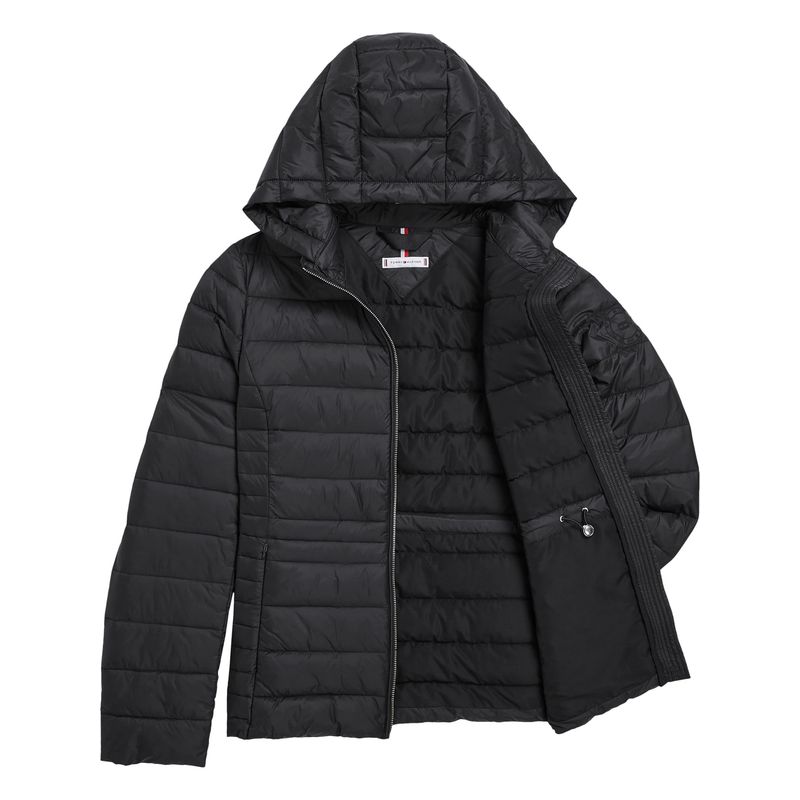 TOMMY HILFIGER - Chaqueta Con Cierre Y Gorro Mujer Negro Tommy Hilfiger