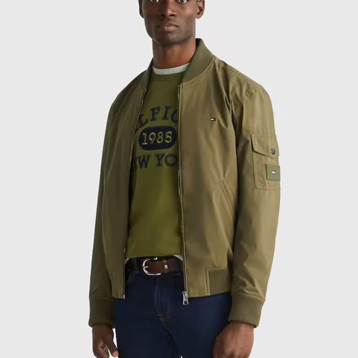 TOMMY HILFIGER - Chaqueta Bomber Ligera Hombre Verde Tommy Hilfiger