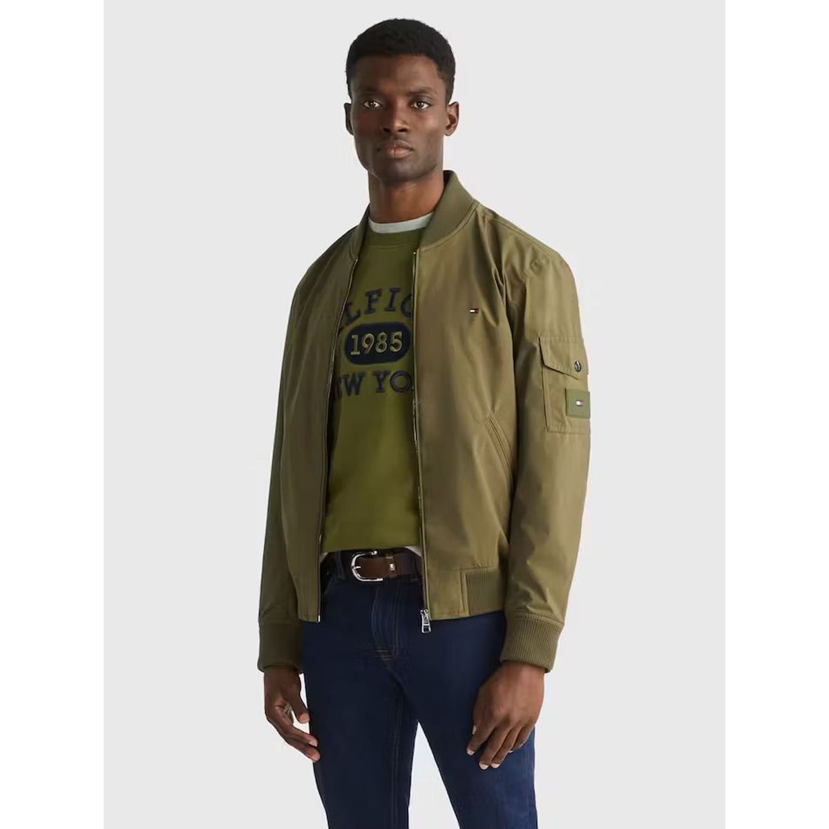 TOMMY HILFIGER - Chaqueta Bomber Ligera Hombre Verde Tommy Hilfiger