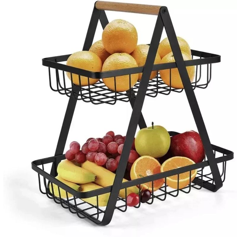 GENERICO - Canasta Contenedor Para Frutas Y Verduras Metalico Moderno