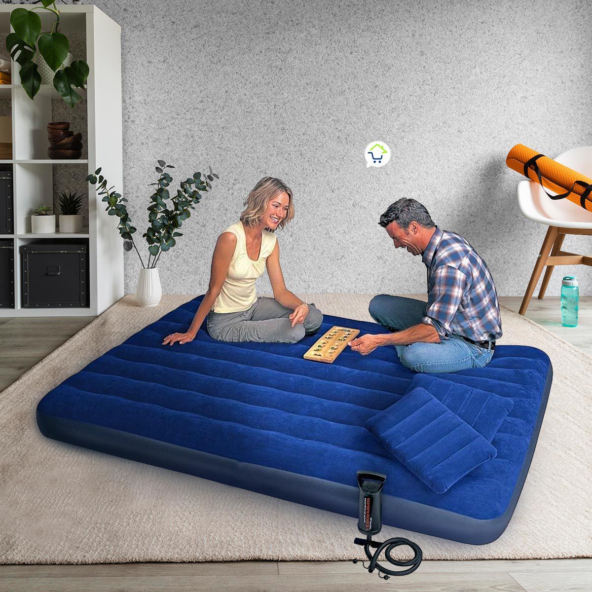 COMPRALOENCASA COM - Colchón Inflable + Almohadas + Inflador Sencillo Camping Cama  64765