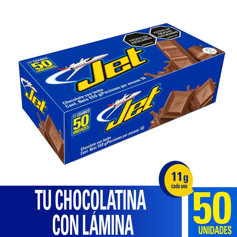 JET - Chocolatina Jet Leche x 50 unidades x 11 gr