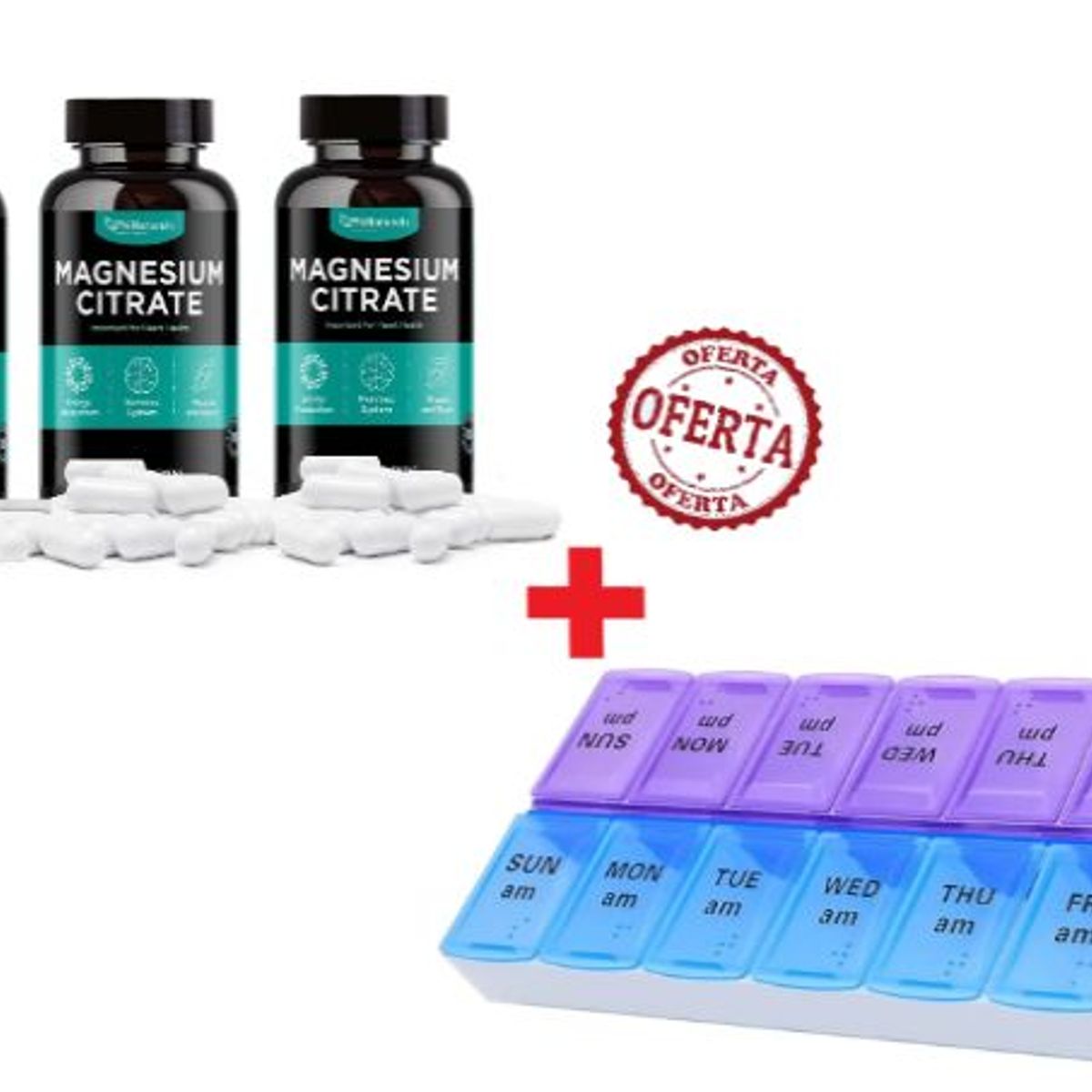 CITY WALNUT DINING - Citrato De Magnesio x 270 Capsulas + Pastillero semanal.