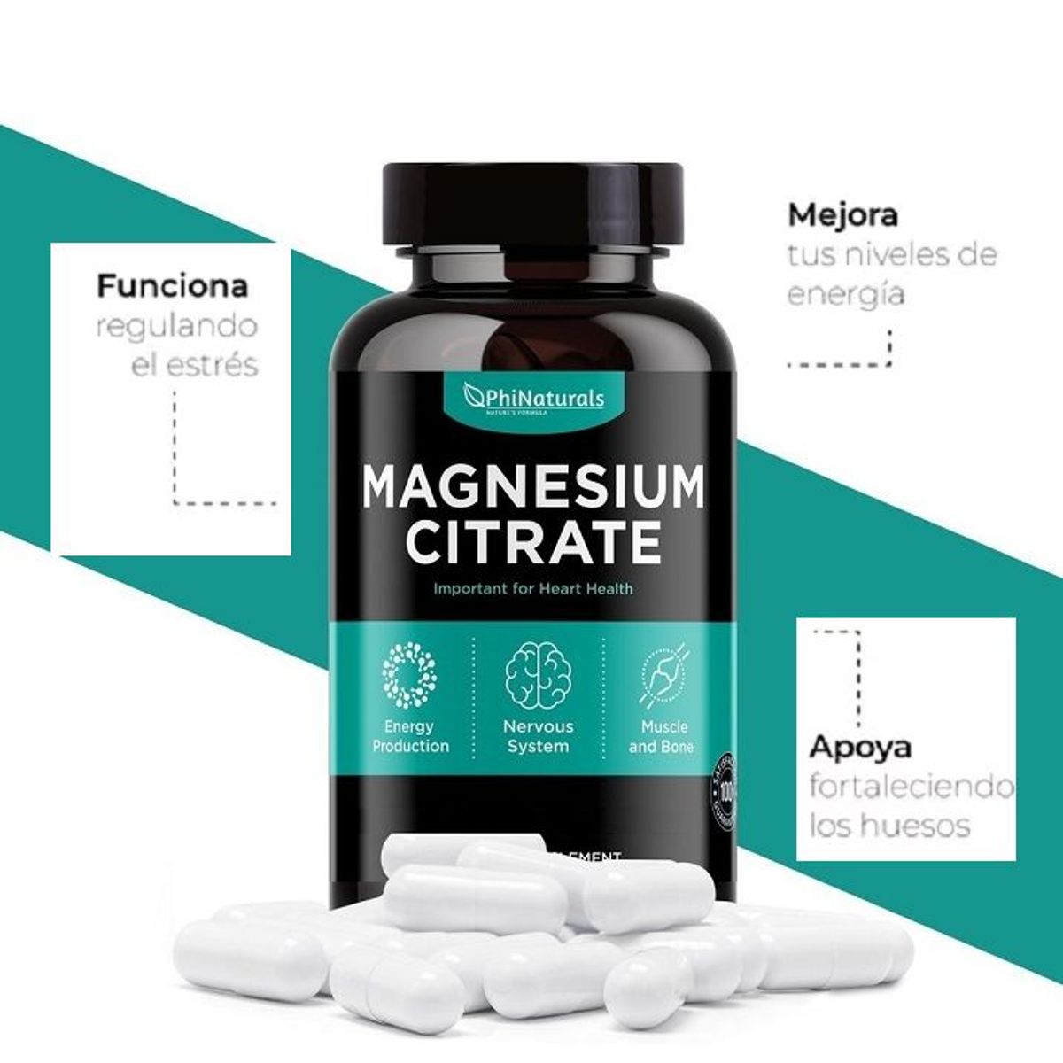 CITY WALNUT DINING - Citrato De Magnesio x 270 Capsulas + Pastillero semanal.