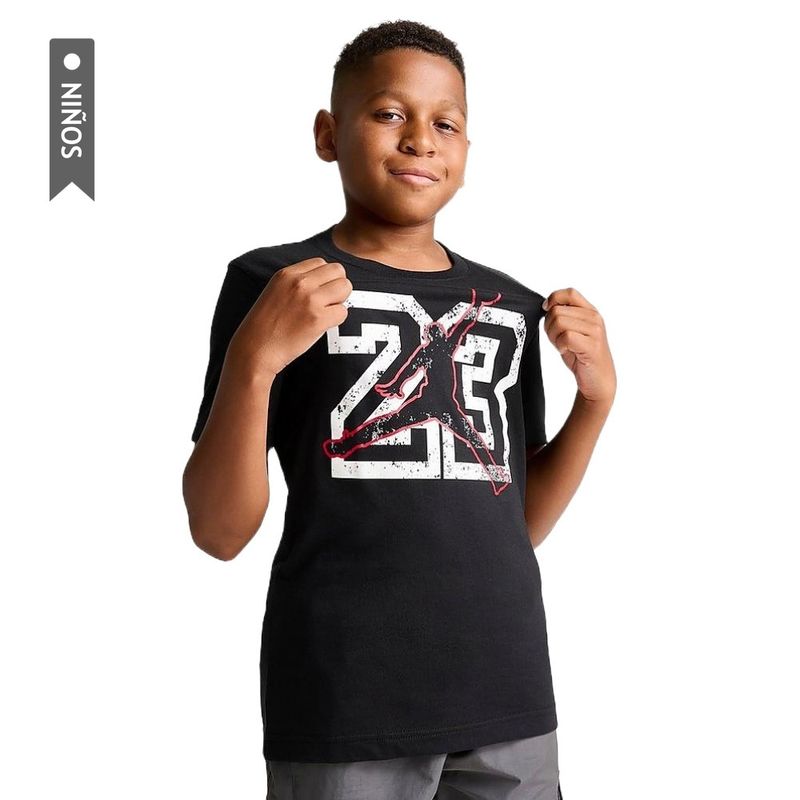 NIKE - Camiseta Jordan Brand 23 Jumpman Ss Tee Niños-Negro
