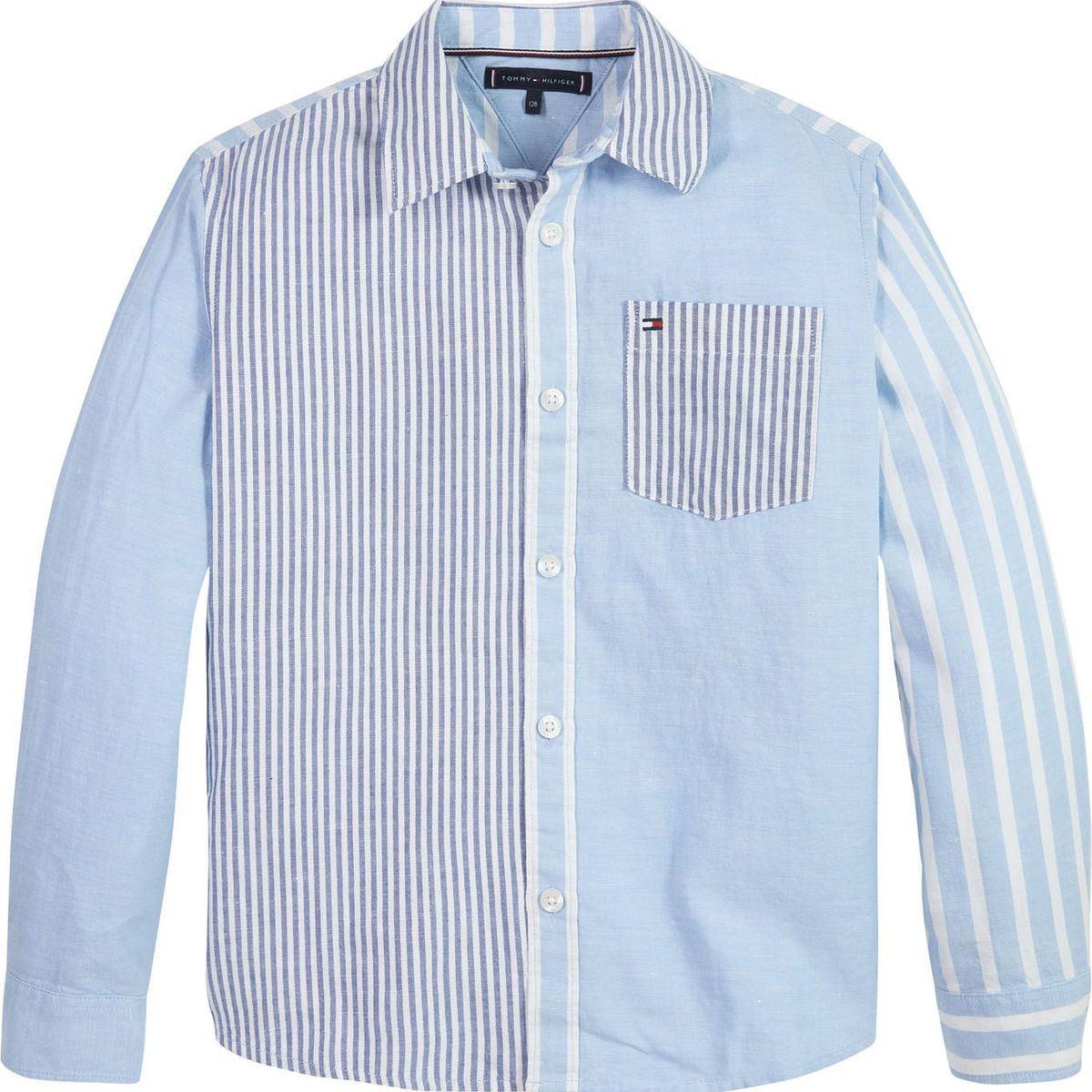TOMMY HILFIGER - Camisa De Niño Amplia Popelín Con Rayas Mixtas Tommy Hilfiger