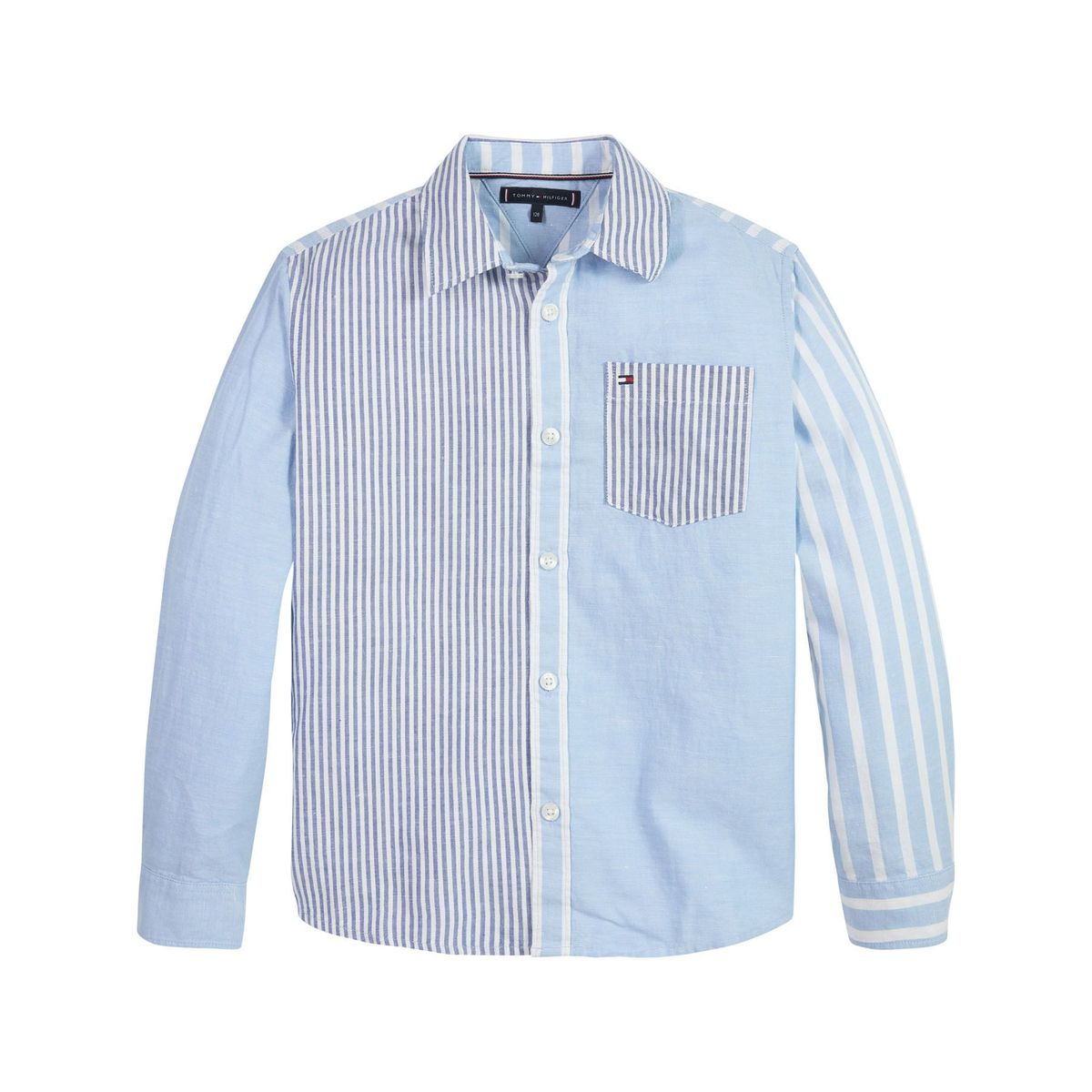 TOMMY HILFIGER - Camisa De Niño Amplia Popelín Con Rayas Mixtas Tommy Hilfiger