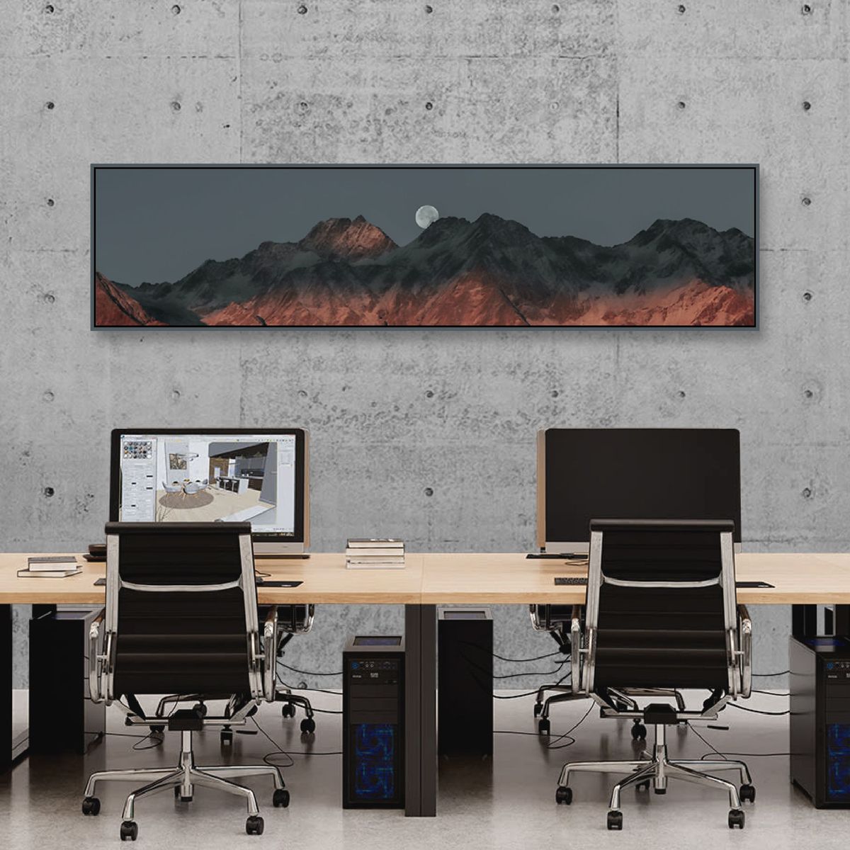 HOMUS - CUADRO PANORAMICO 5 - 140 X 35 - MARCO GRIS OSCURO