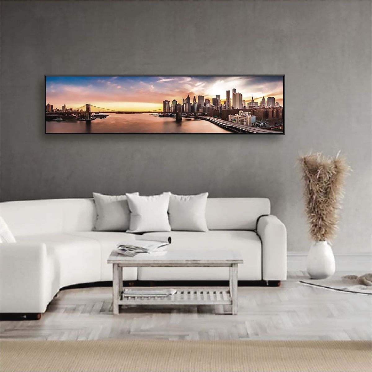 HOMUS - CUADRO PANORAMICO 6 - 140 X 35 - MARCO NEGRO