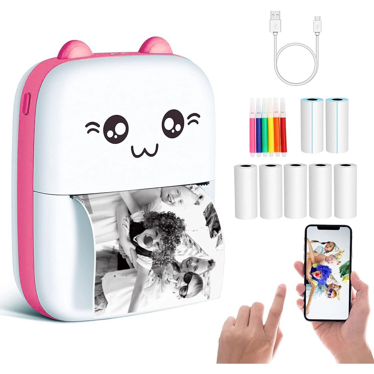 GENERICO - Mini Impresora Térmica Portátil Inalámbrico Color Azul.