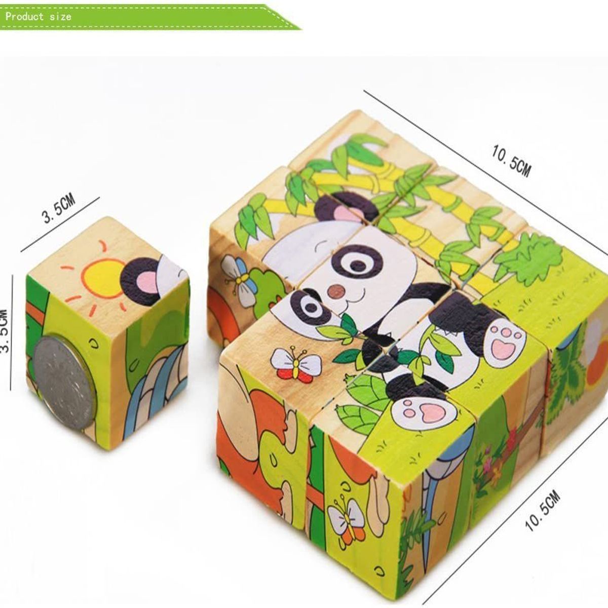 GENERICO - Juego Cubo Rompecabezas 9 Pcs de Madera Didáctico 6 En 1 Montessori