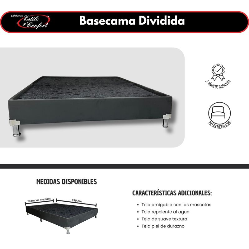ESTILO Y CONFORT - Basecama Dividida en Tela Gris de 200x200