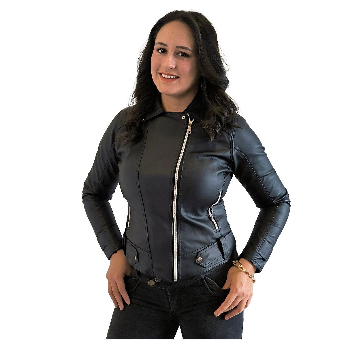 SACATE - Chaqueta para dama en cuero tex - Chamarra cruzada