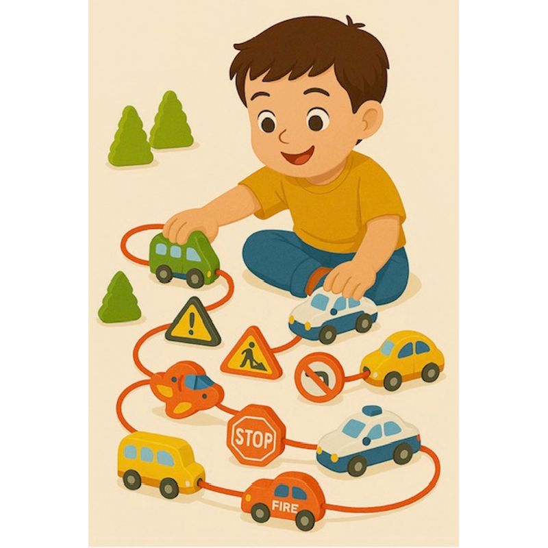 GENERICO - Juguete Didactico Enhebrar Madera Niños Motricidad Vehiculos