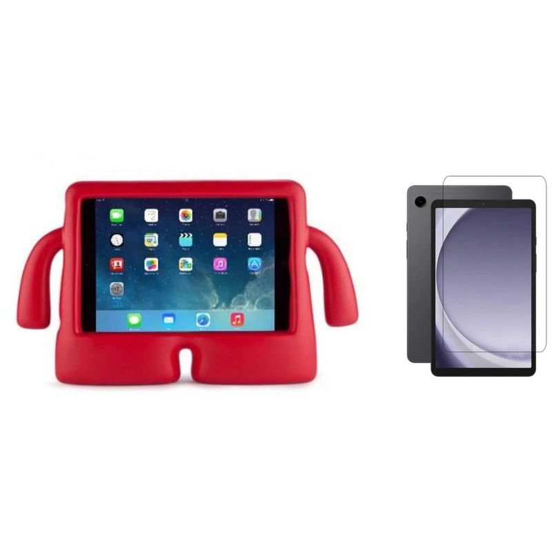 GENERICO - Estuche De Niños Anti Golpes Para Samsung Tab A9 8.7 rojo + vidrio