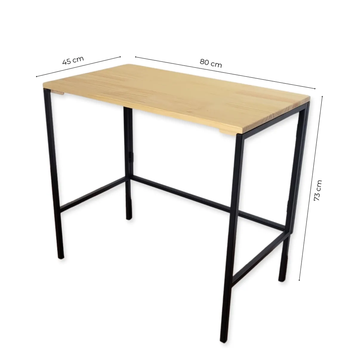 ALIK DISEÑO - Escritorio Auxiliar Plegable Estilo Industrial Pino y Metal 80cm