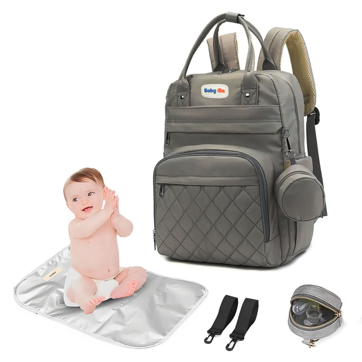 BABY ON - Morral Pañalera De Lujo Con Monedero Y Cambiador  Travel Pad