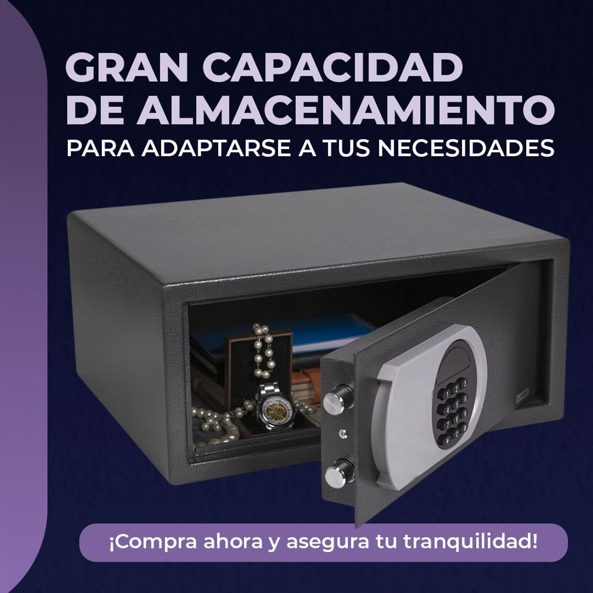 GENERICO - Caja Fuerte Electrónica Digital Para Hotel - Caja De Seguridad - Color Negra