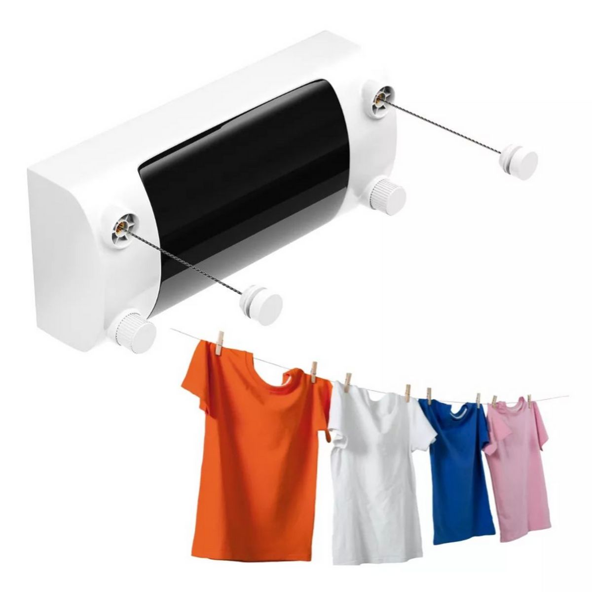 GENERICO - Tendedero De Ropa Retráctil 2 Cuerdas Acero Inoxidable 4.30m