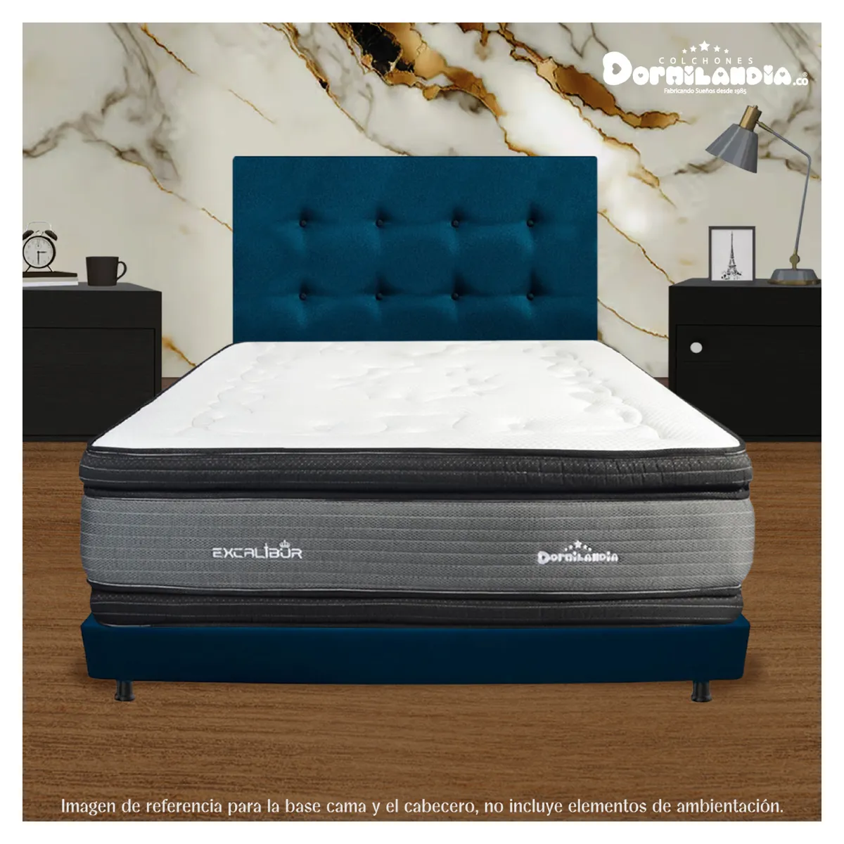DORMILANDIA - Combo Cabecero y Base Cama Dividida Azul SemiDoble 120x190 Dormilandia