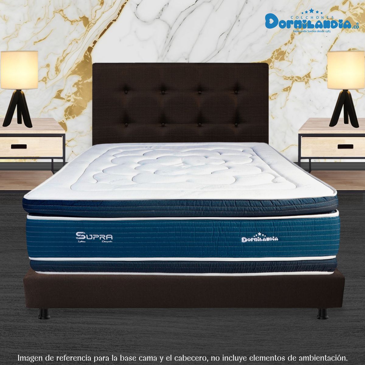 DORMILANDIA - Combo Cabecero y Base Cama Dividida Café SemiDoble 120x190 Dormilandia