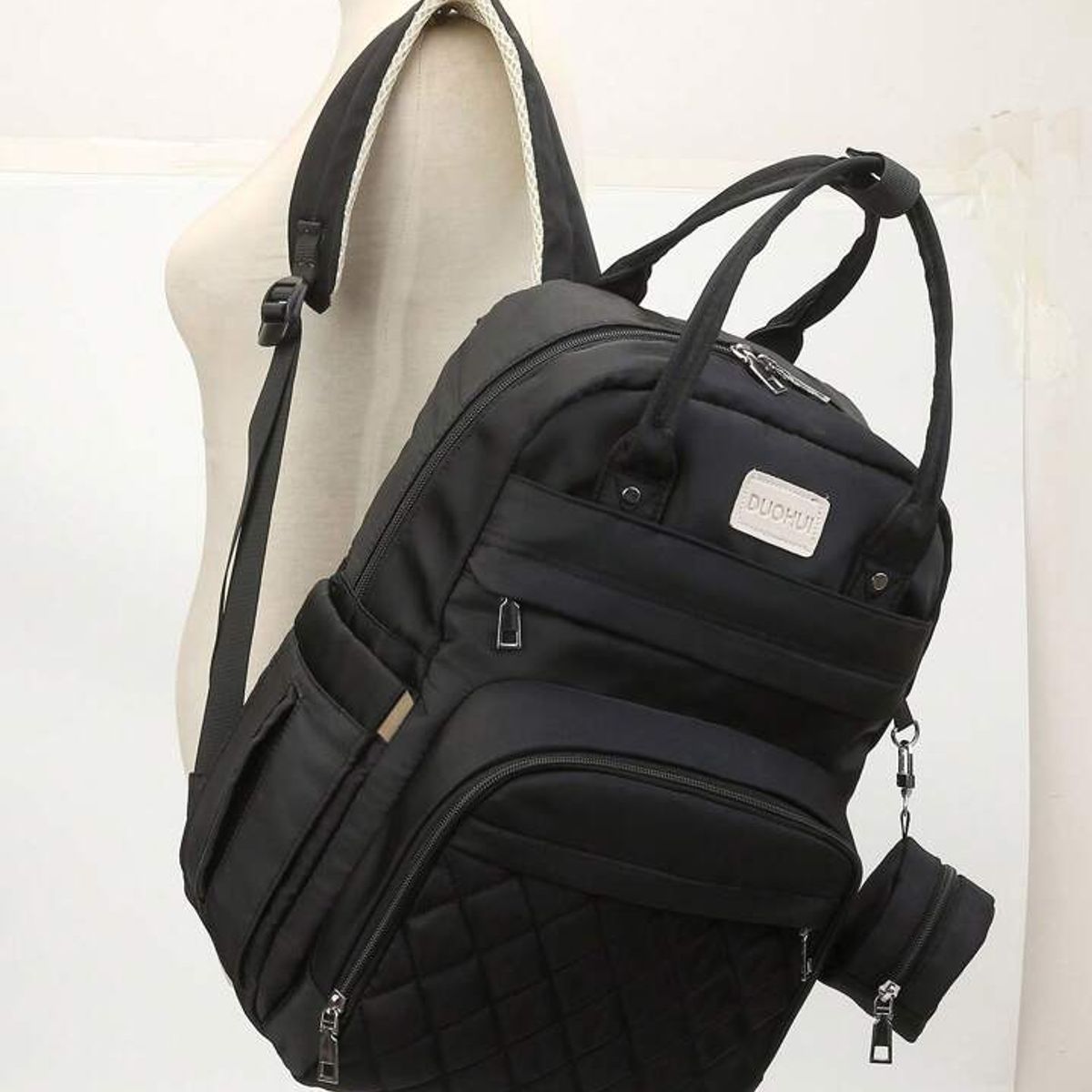 BABY ON - Pañalera De Lujo Con Monedero Y Cambiador Para Bebe Negro