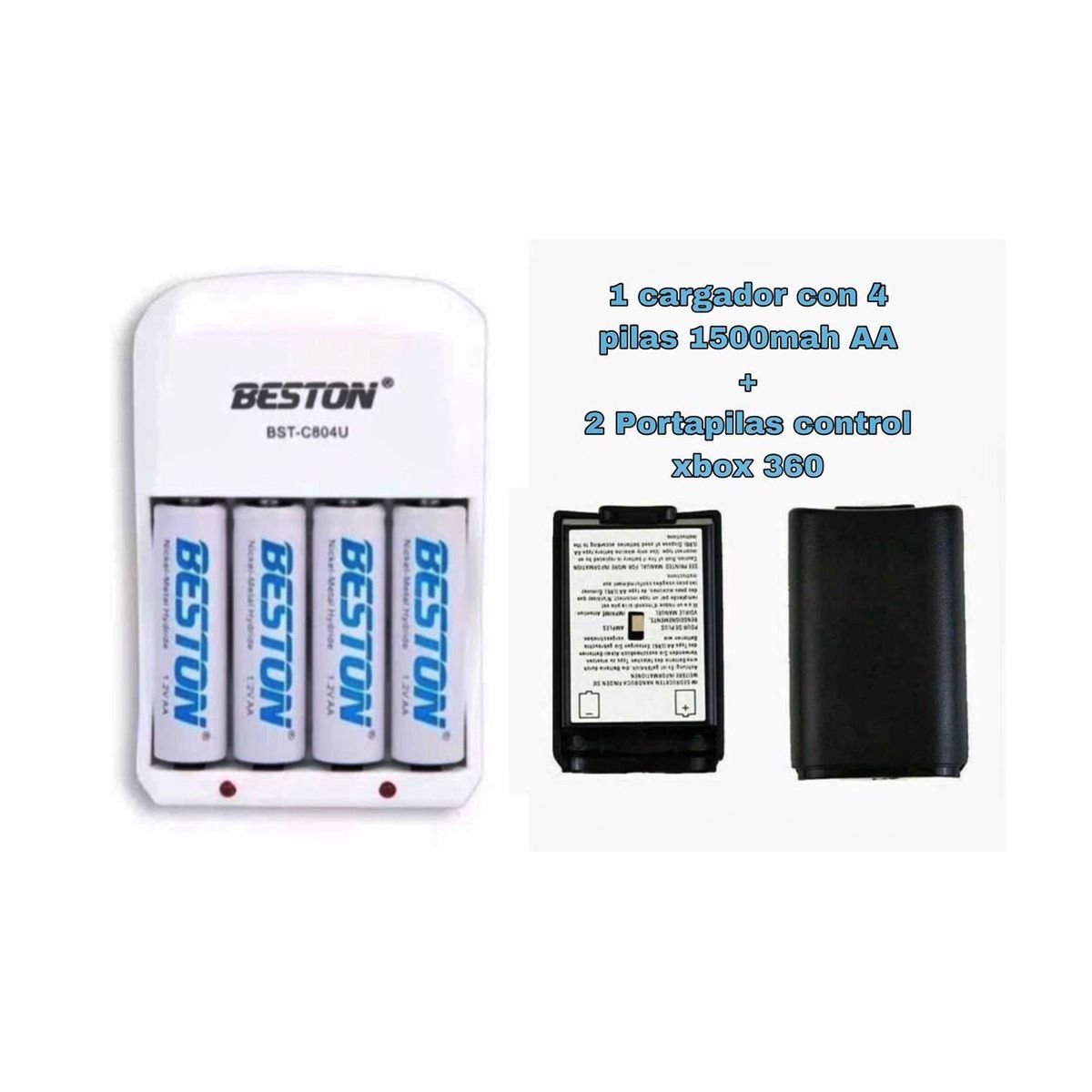 GENERICO - Combo Pilas Beston 1500mah Aa + 2 Portapilas Para Control Xbox 360