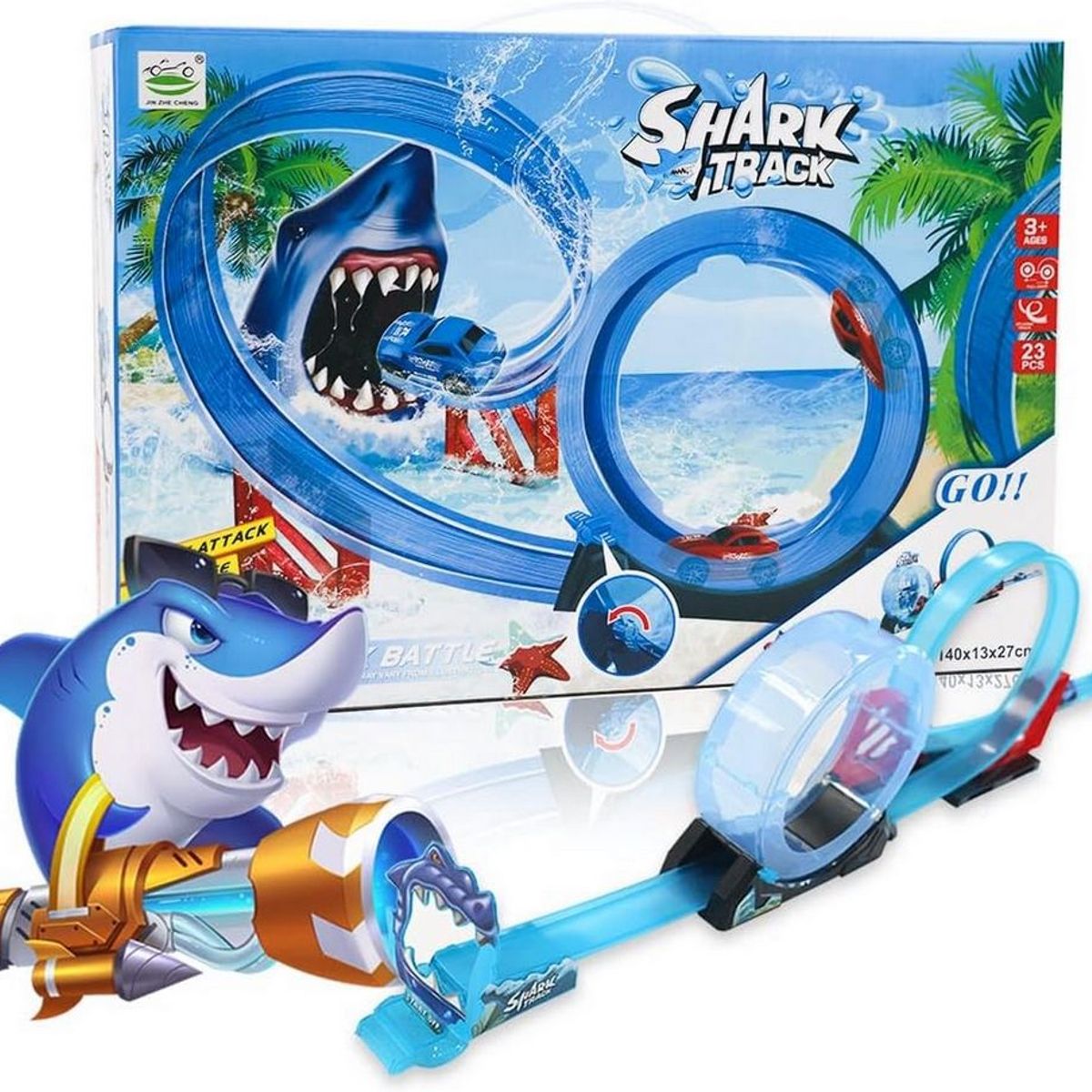 DAYOSHOP - Pista De Carros Tiburon 360 Grados Juguete Niños + Carro