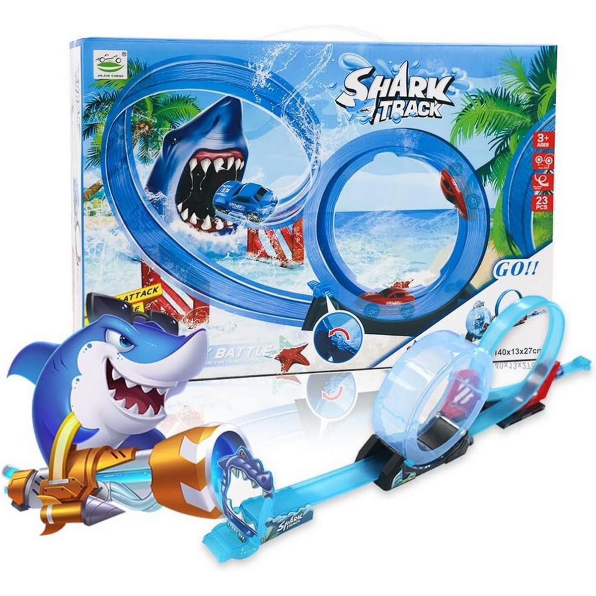 DAYOSHOP - Pista De Carros Tiburon 360 Grados Juguete Niños + Carro