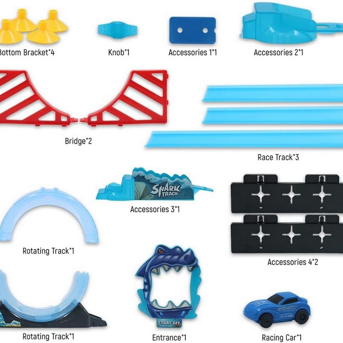 DAYOSHOP - Pista De Carros Tiburon 360 Grados Juguete Niños + Carro