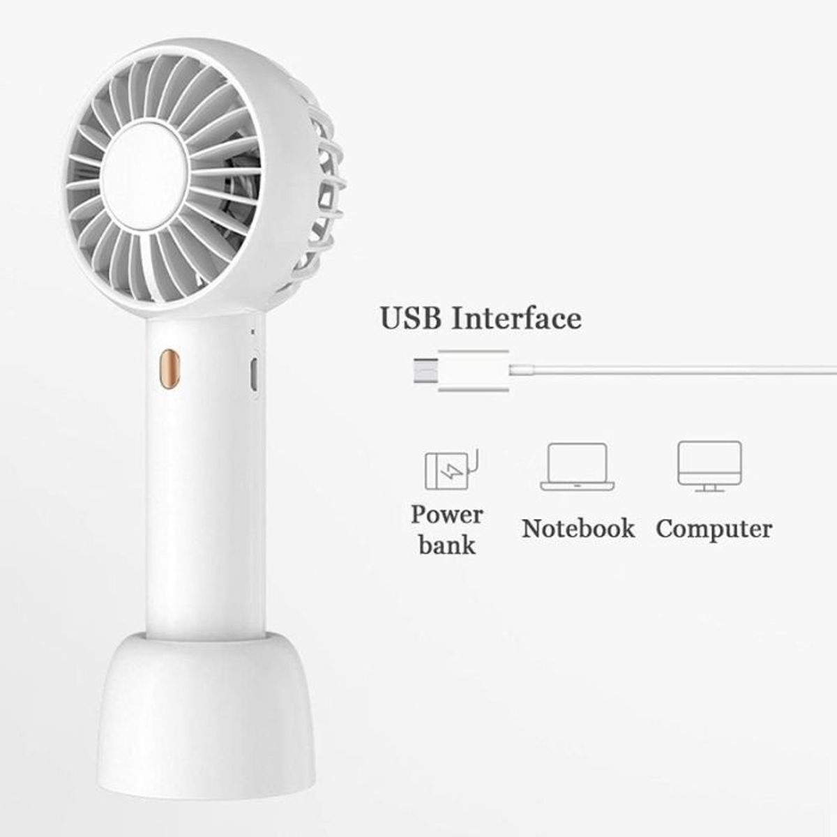 GENERICO - Ventilador portátil recargable con soporte