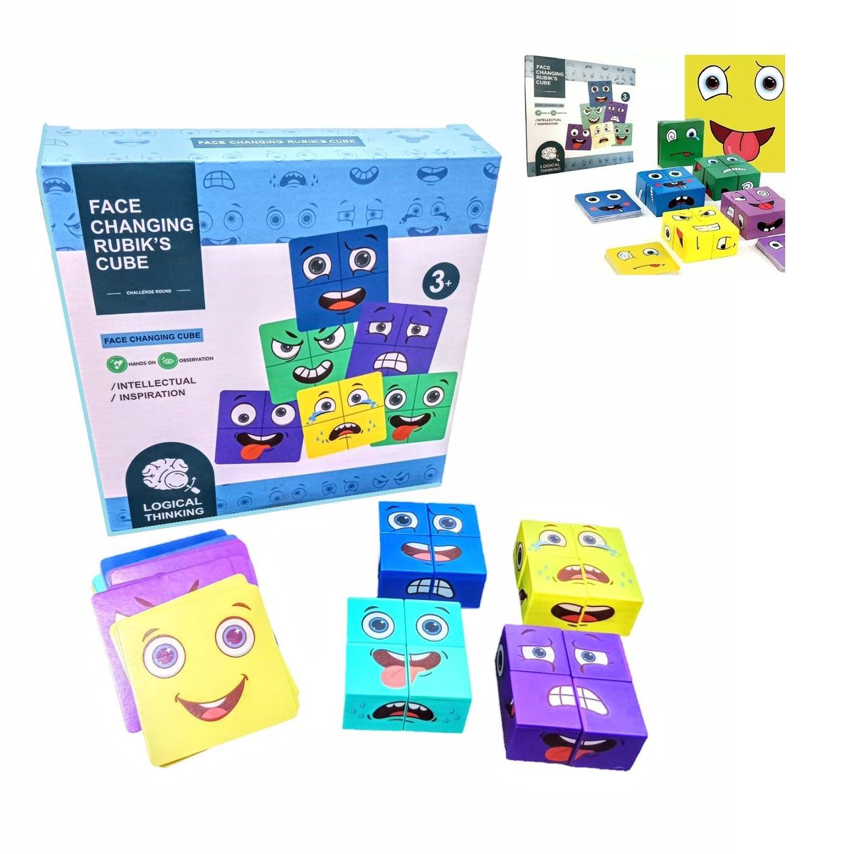 GENERICO - Juego Cubo Rubik Puzzle Face Changing Cambio Emociones Emoji
