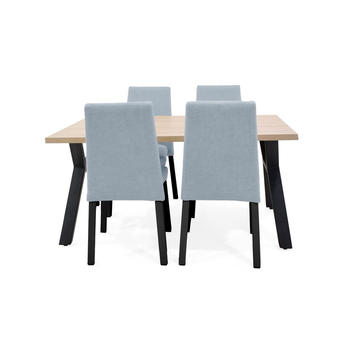 VENECIA - Set de Comedor 4P Miura Sillas Viena Tela Plata_.