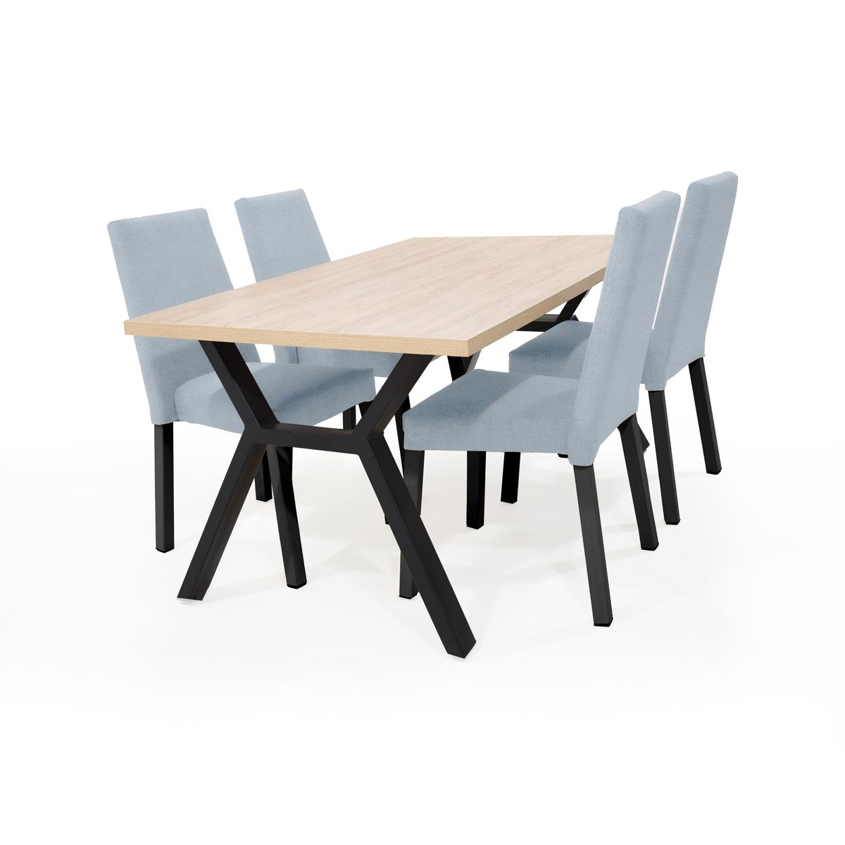 VENECIA - Set de Comedor 4P Miura Sillas Viena Tela Plata_.