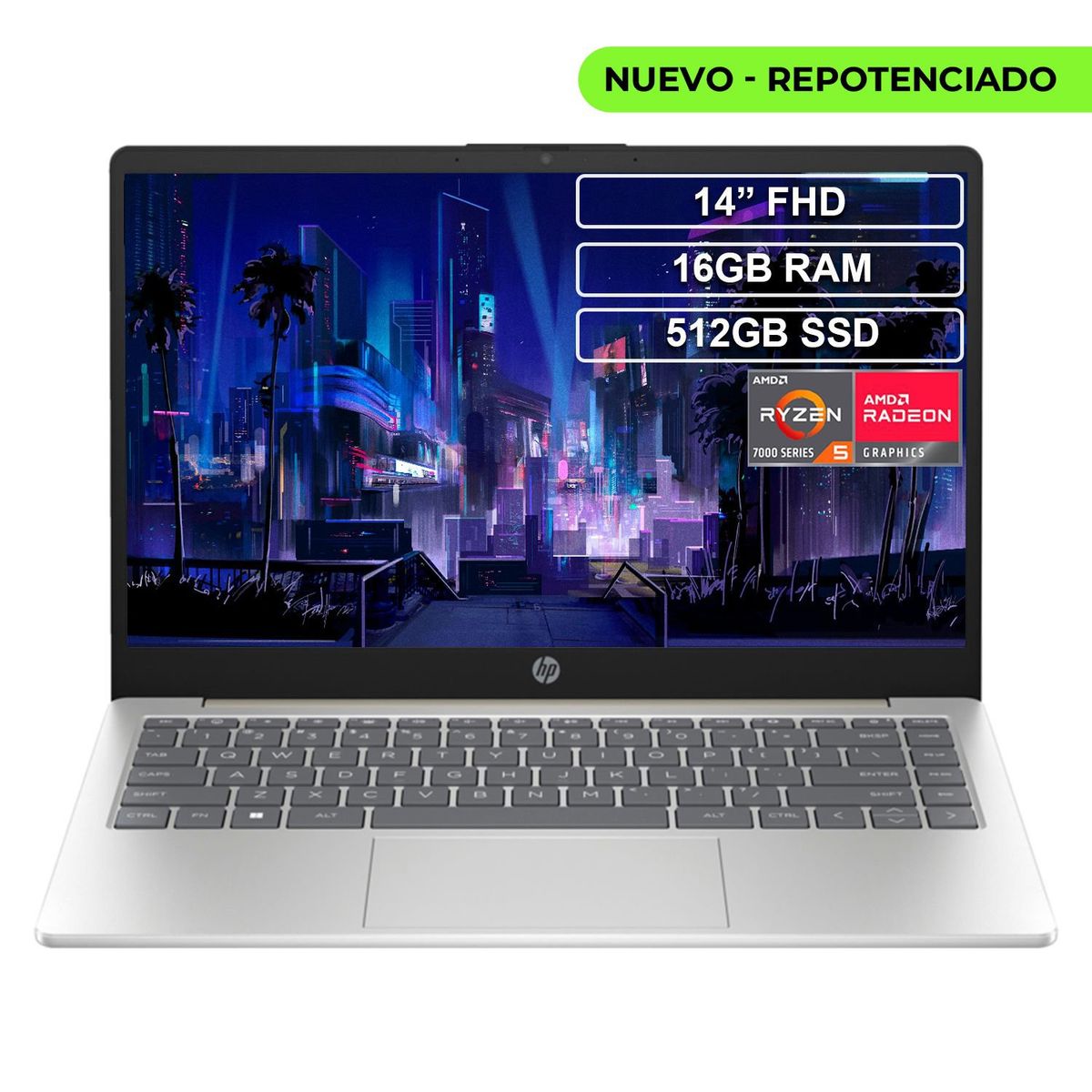 HP - Portátil HP Laptop 14-EM0009LA Ryzen 5 7520U 16GB 512GB FHD