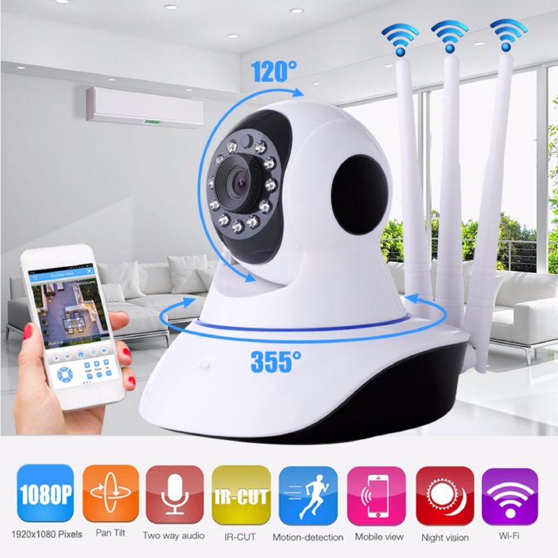 GENERICO - Camara de seguridad wifi 3 antenas robotica  vision nocturna