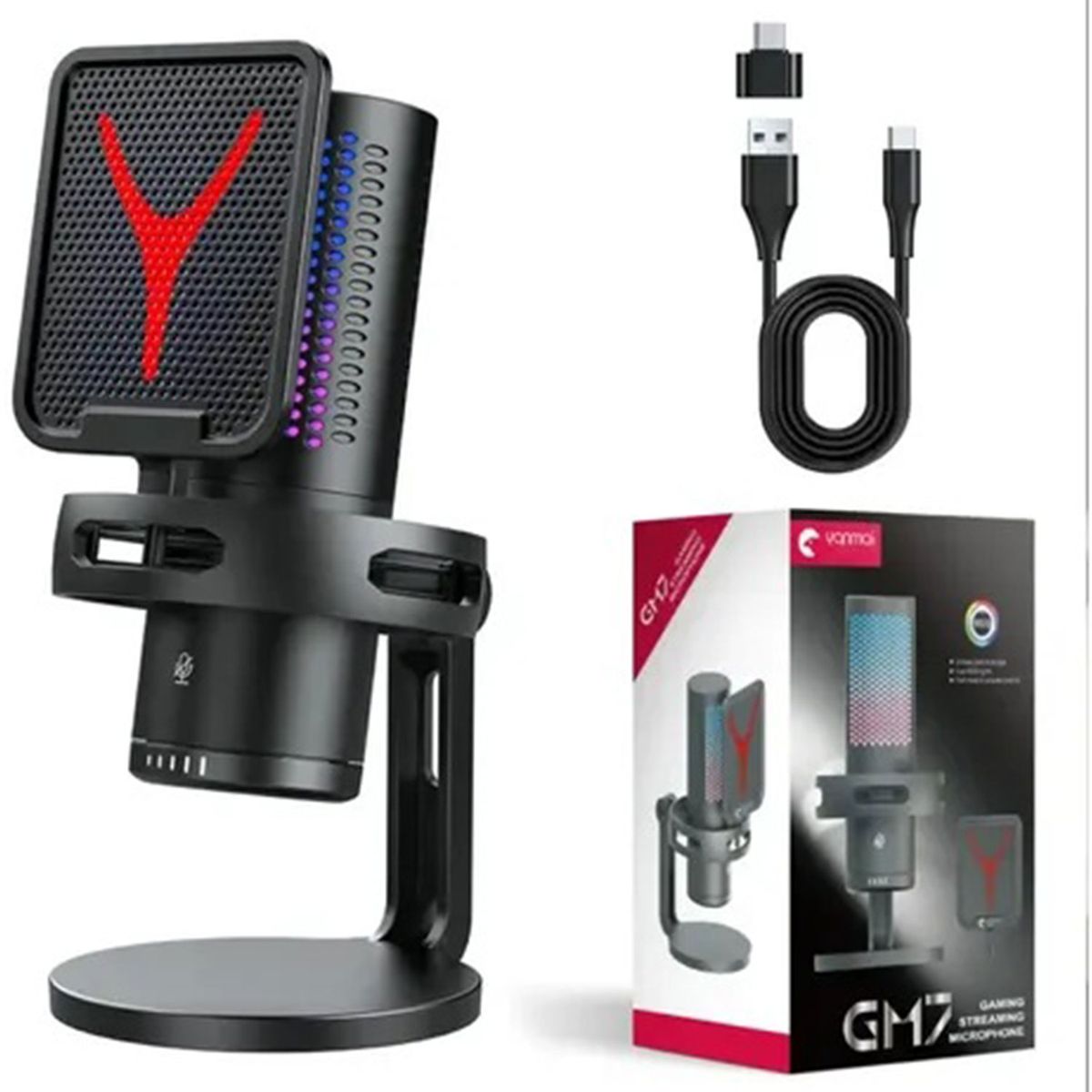 GENERICO - Micrófono Condensador Gamer Para Streaming Gamer Podcast Rgb