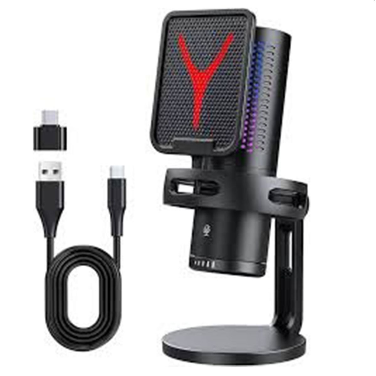 GENERICO - Micrófono Condensador Gamer Para Streaming Gamer Podcast Rgb